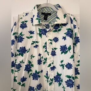 Arnold Zimberg Floral Blue and Green Men's Shirt Size XXL